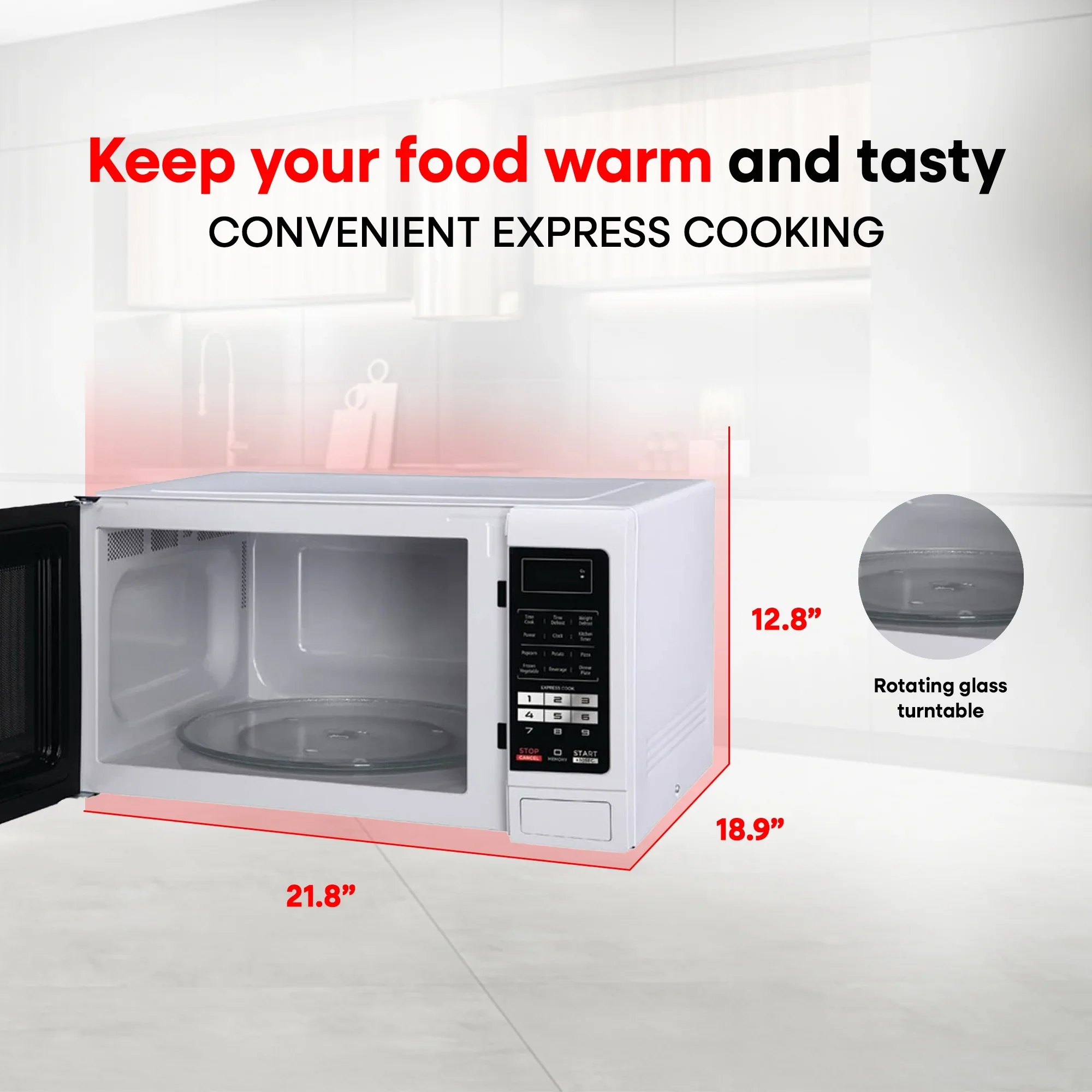 Magic Chef 1.6 Cu. ft. 1100W Countertop Microwave Oven with Push-Button Door in Black, New