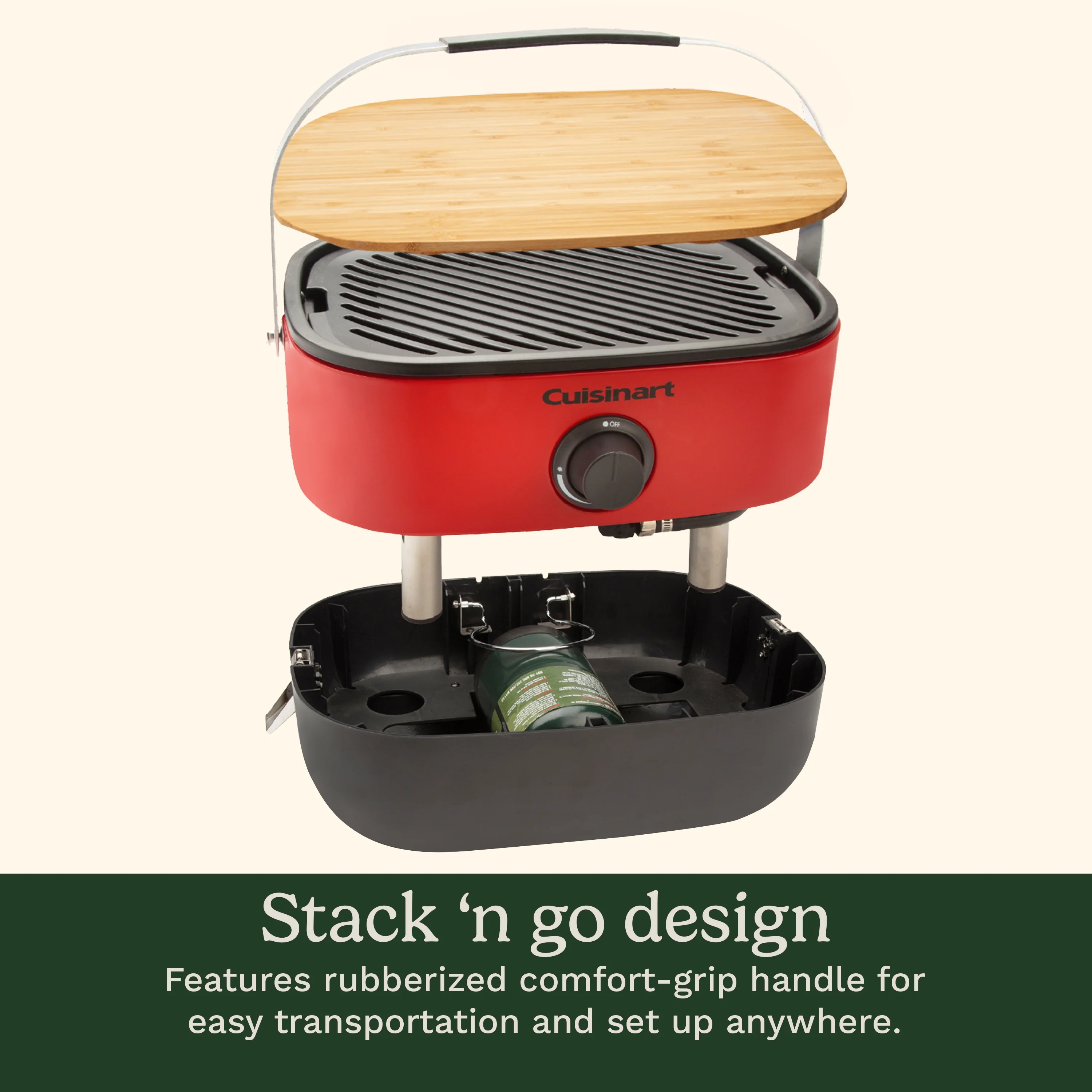 Cuisinart Venture? Portable Gas Grill, Small Camping Grill with Cutting Board and Handle - Image 3