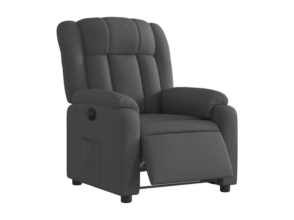 Sillón reclinable eléctrico de tela gris oscuro
