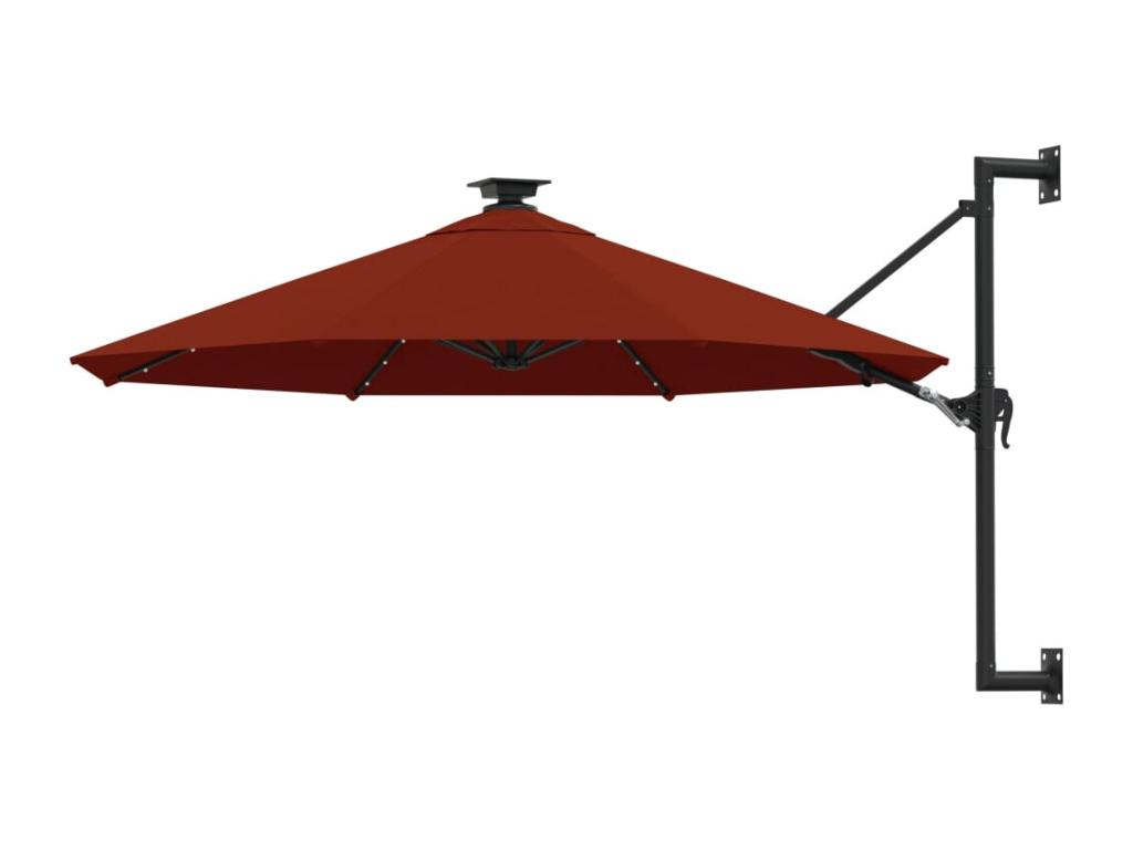 Sombrilla de pared con poste de metal y LED 300 cm Terracota