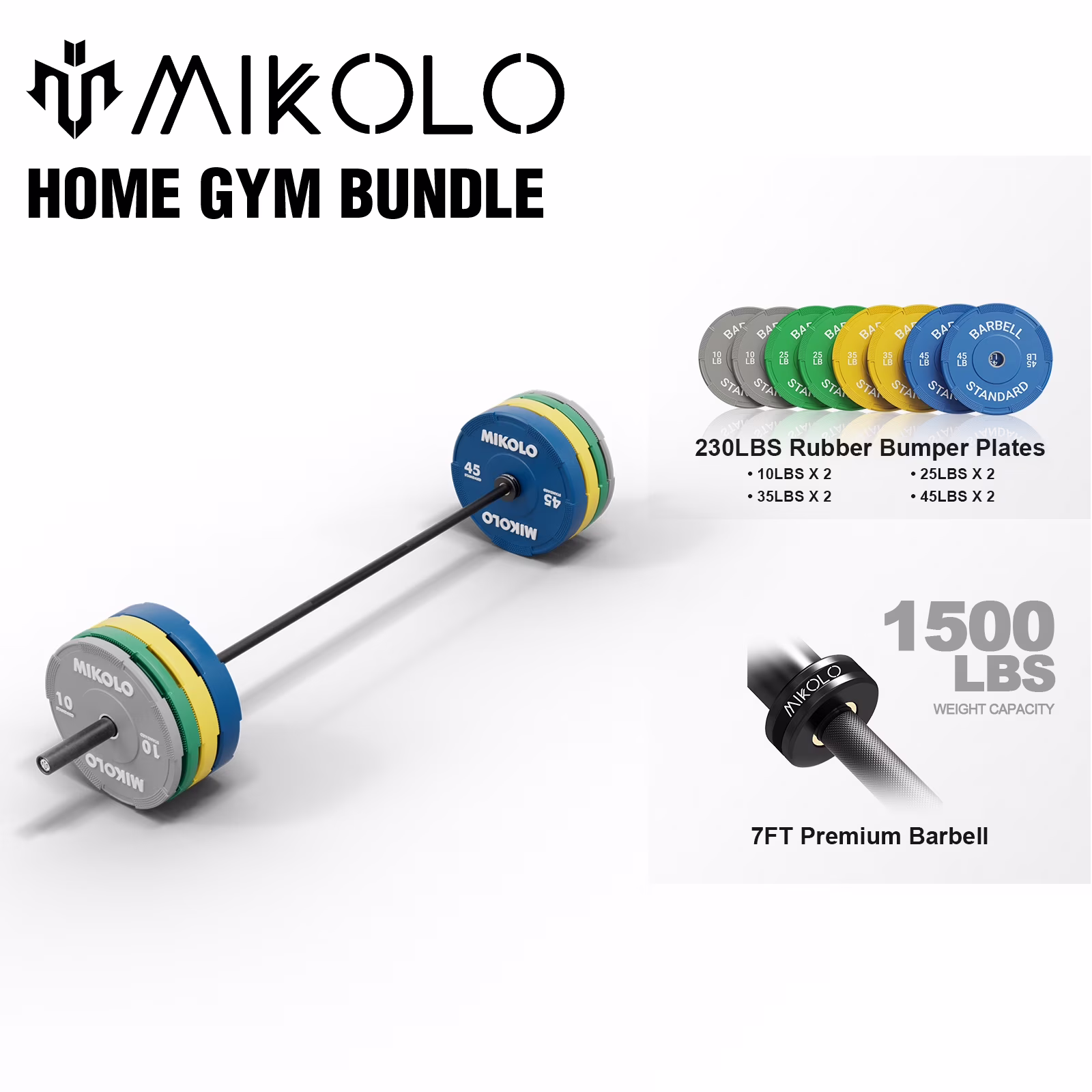 Mikolo 7ft Olympic Barbell, Barbell for Weightlifting and Powerlifting 45lb, Olympic Bar for 1500lbs Capacity, Weight Bar Fit 2-?Standard Weights - Image 17