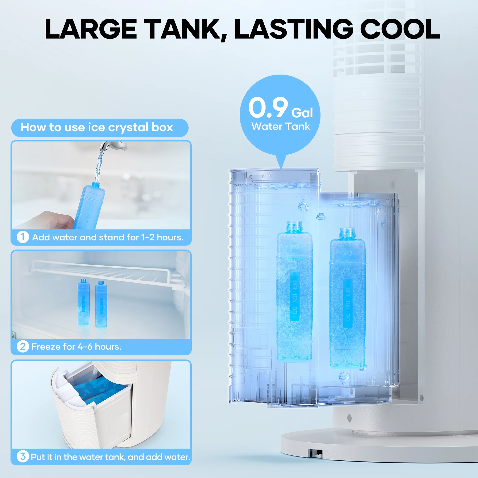 MaxKare 40" Evaporative Air Cooler, 3 Modes, 12H Timers, Oscillating Tower Fan White - Image 2