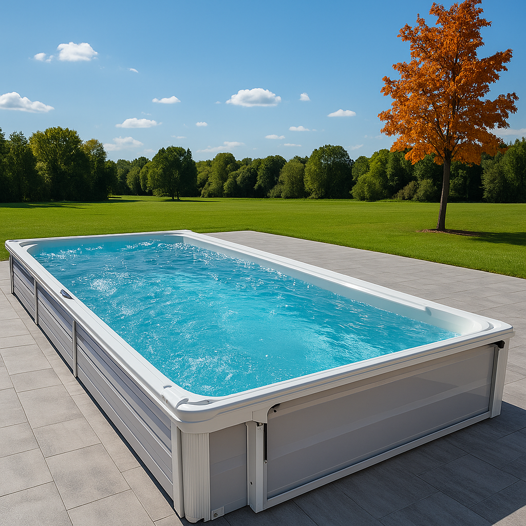 Piscina tubular rectangular Rectangular Sí Piscina Tubular PVC y acero Jardín Blanco/Gris claro 732x366x132 cm