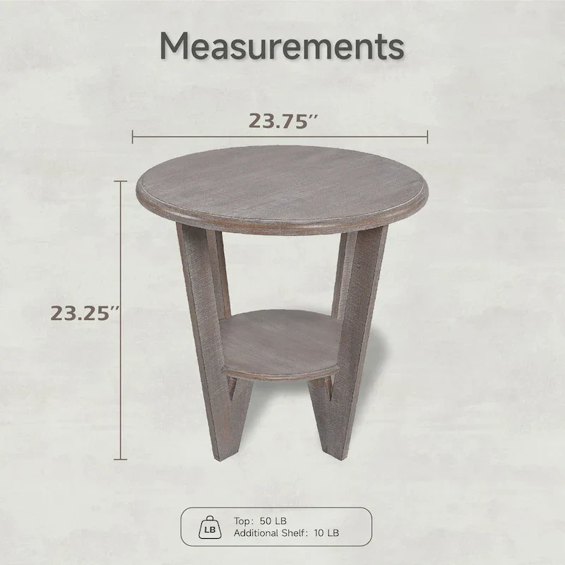 COZAYH Set of 2 Rustic Farmhouse End Tables with Storage Shelf - Vintage Grey French Country Accent Side Tables