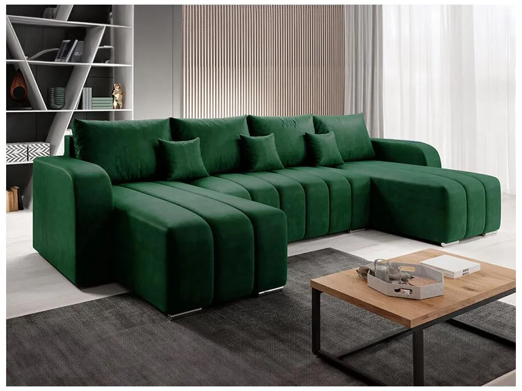 Sofá rinconero Hogarsens 108 Verde Función de descanso Caja de ropa de cama 313x147x86cm