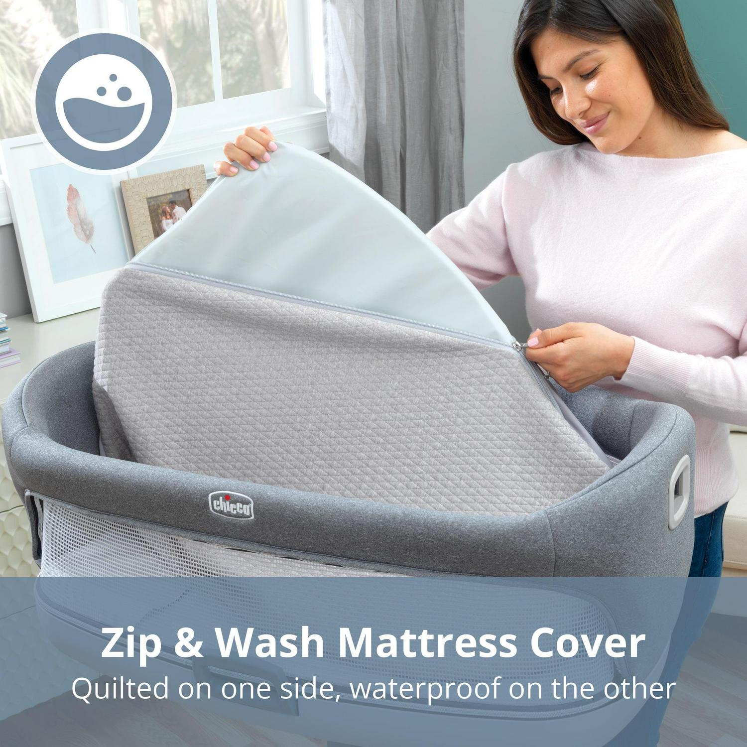 Chicco Close to You 3-in-1 Portable Bedside Bassinet and Changing Table - Heather Grey (Grey). New - Image 9