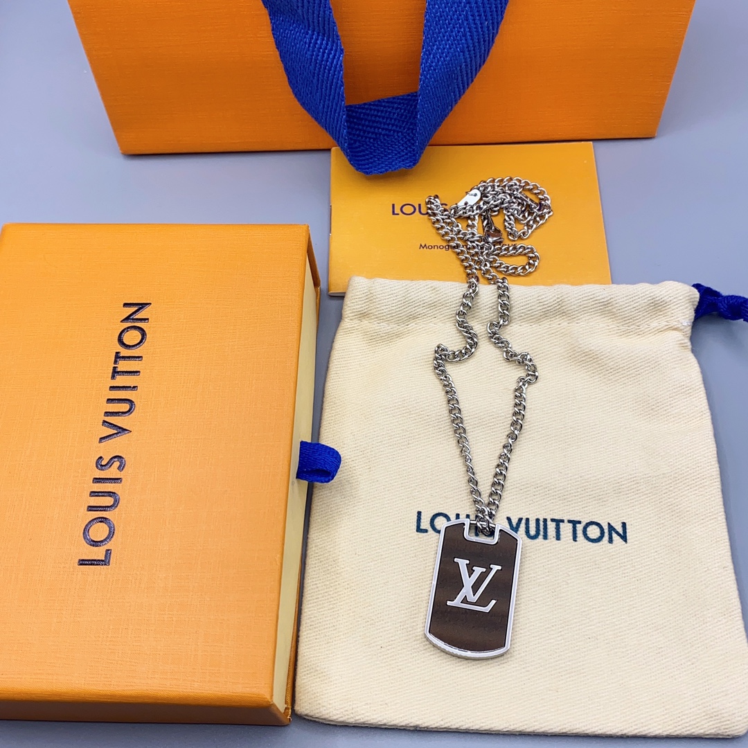 Louis Vuitton Two-sided Engraved Monogram Tag Necklace - Original Replica Club