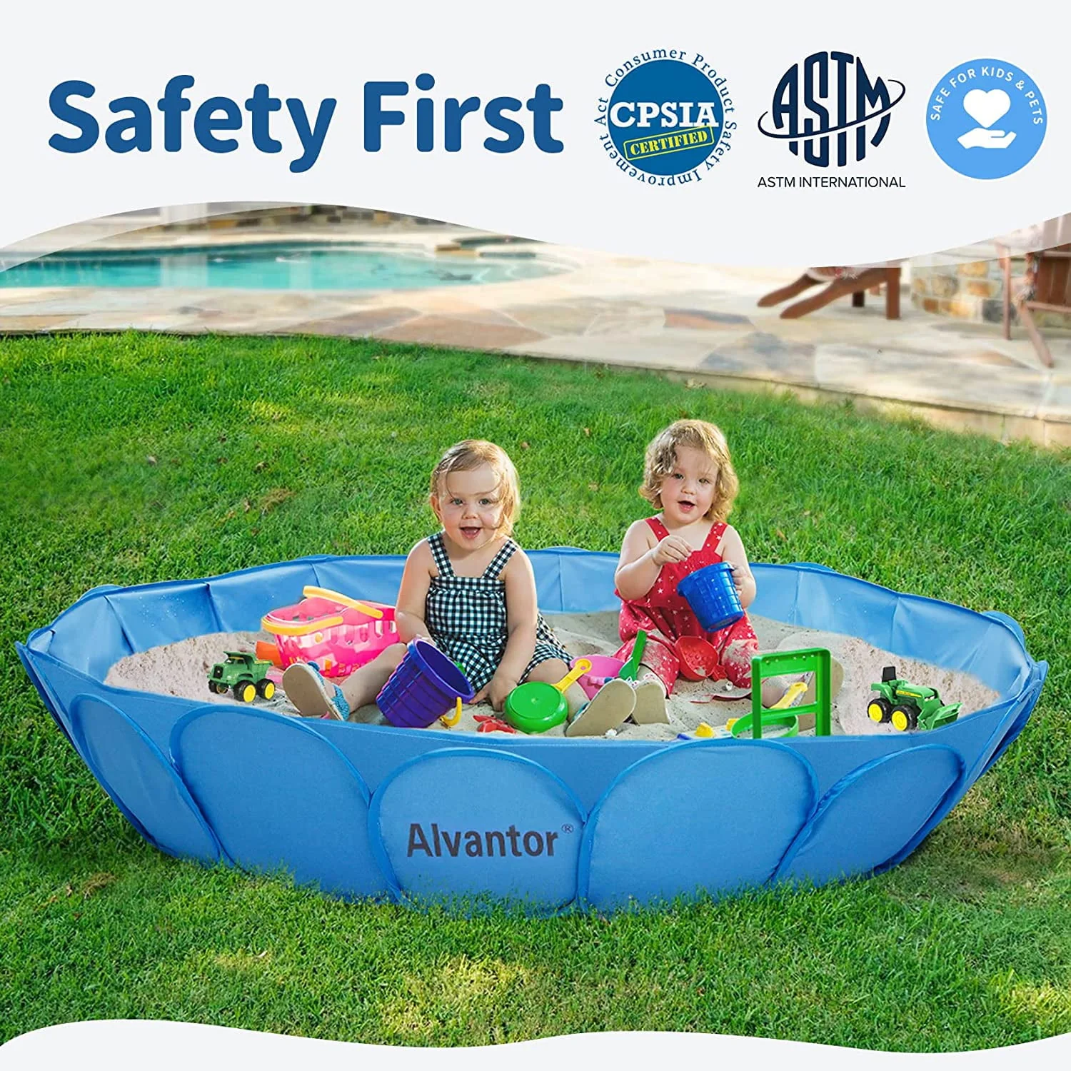 Alvantor Pet Swimming Pool Dog Bathing Tub Kiddie Pools Cat Puppy Shower Spa Foldable Portable Indoor Outdoor Pond Ball Pit Patent Pending - Image 9