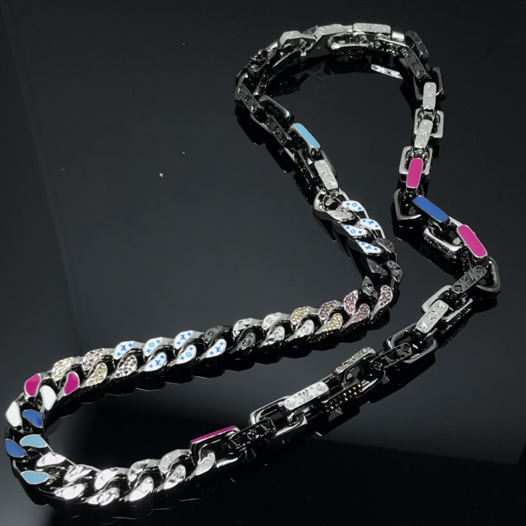 Louis Vuitton Cuban Chain Monogram Necklace Mens - Original Replica Club