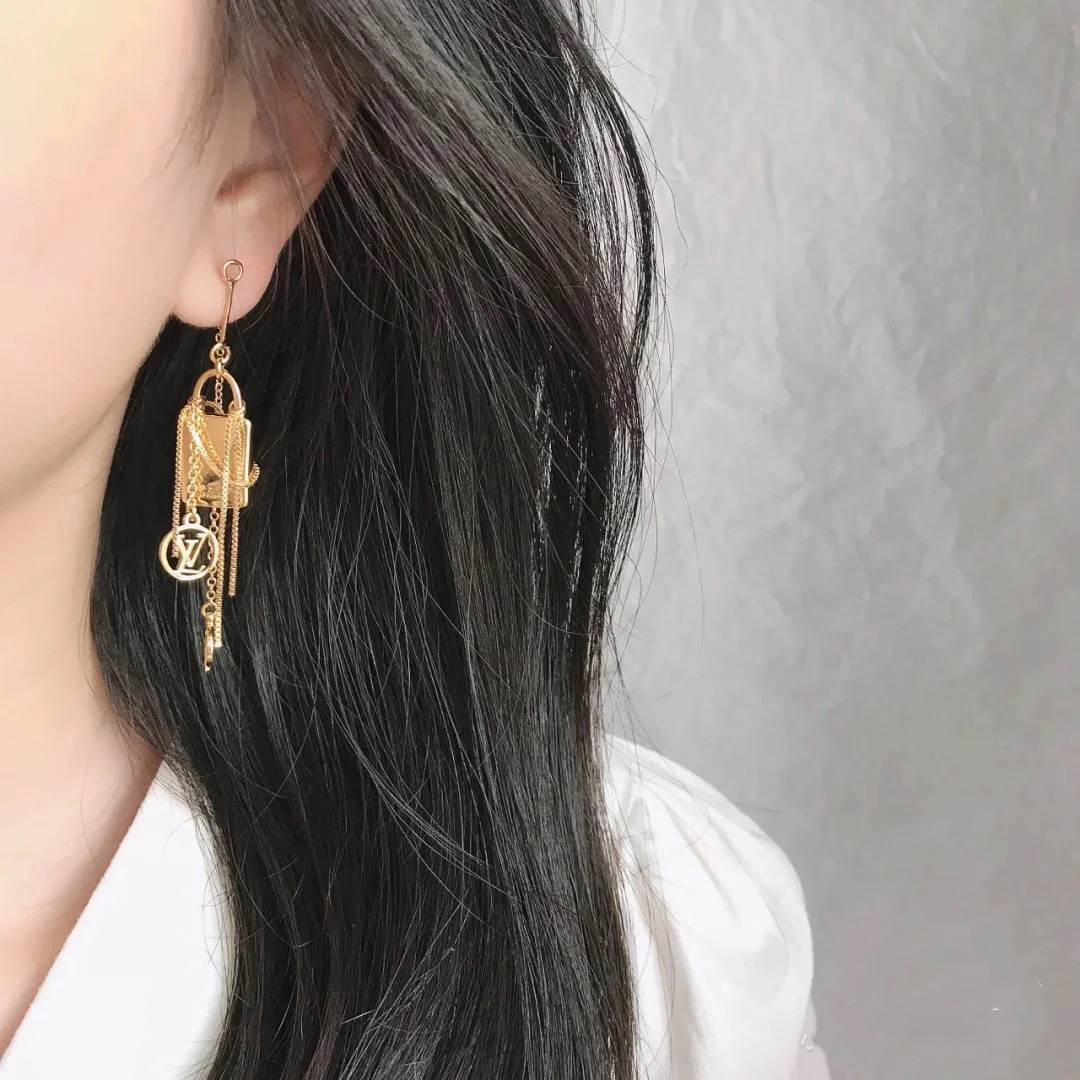 Louis Vuitton Asymmetric Lock and Handbag Tassel Earrings - Original Replica Club