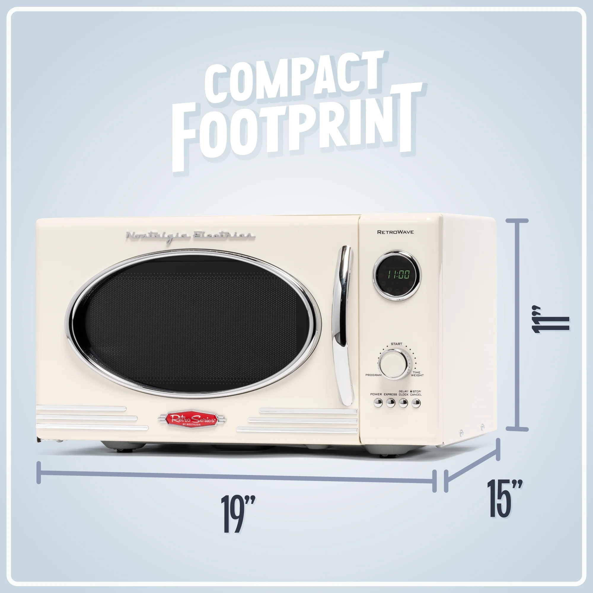 Nostalgia Retro Microwave for Countertop 0.9 cu ft Vintage Microwave, Ivory - Image 2