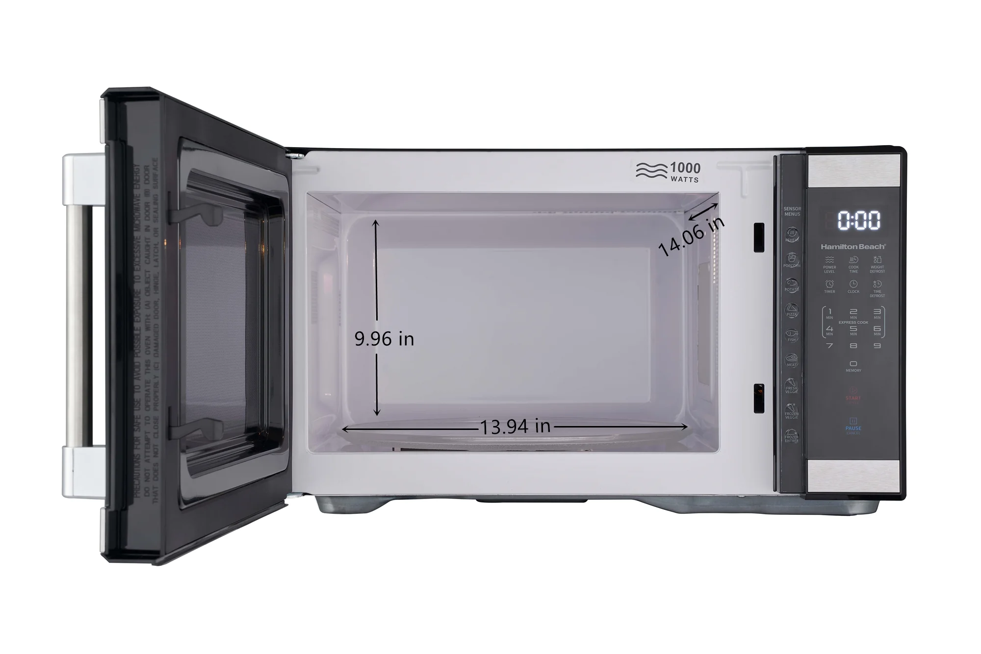 Hamilton Beach 1.1 Cu. Ft. Countertop Microwave Oven, 1000 Watts, White Stainless Steel
