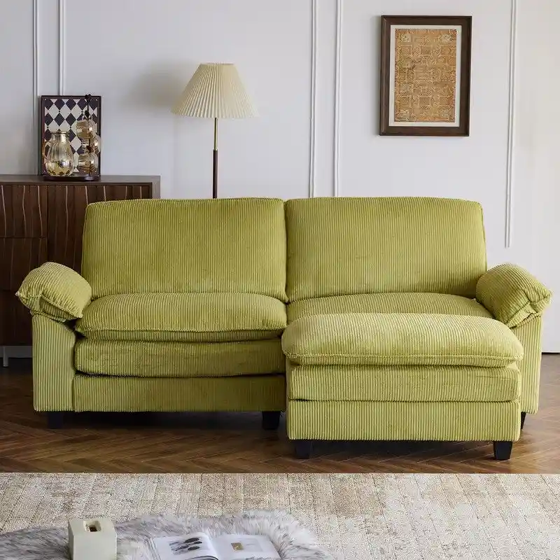 Chenille Two-Seater Sofa with Footstool - 2+1 Indoor Double Bag, Dimensions: 217*141*85