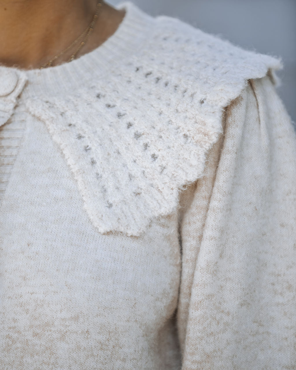 So She Did Collared Knit Cardigan - Oatmeal - Se7enfashion