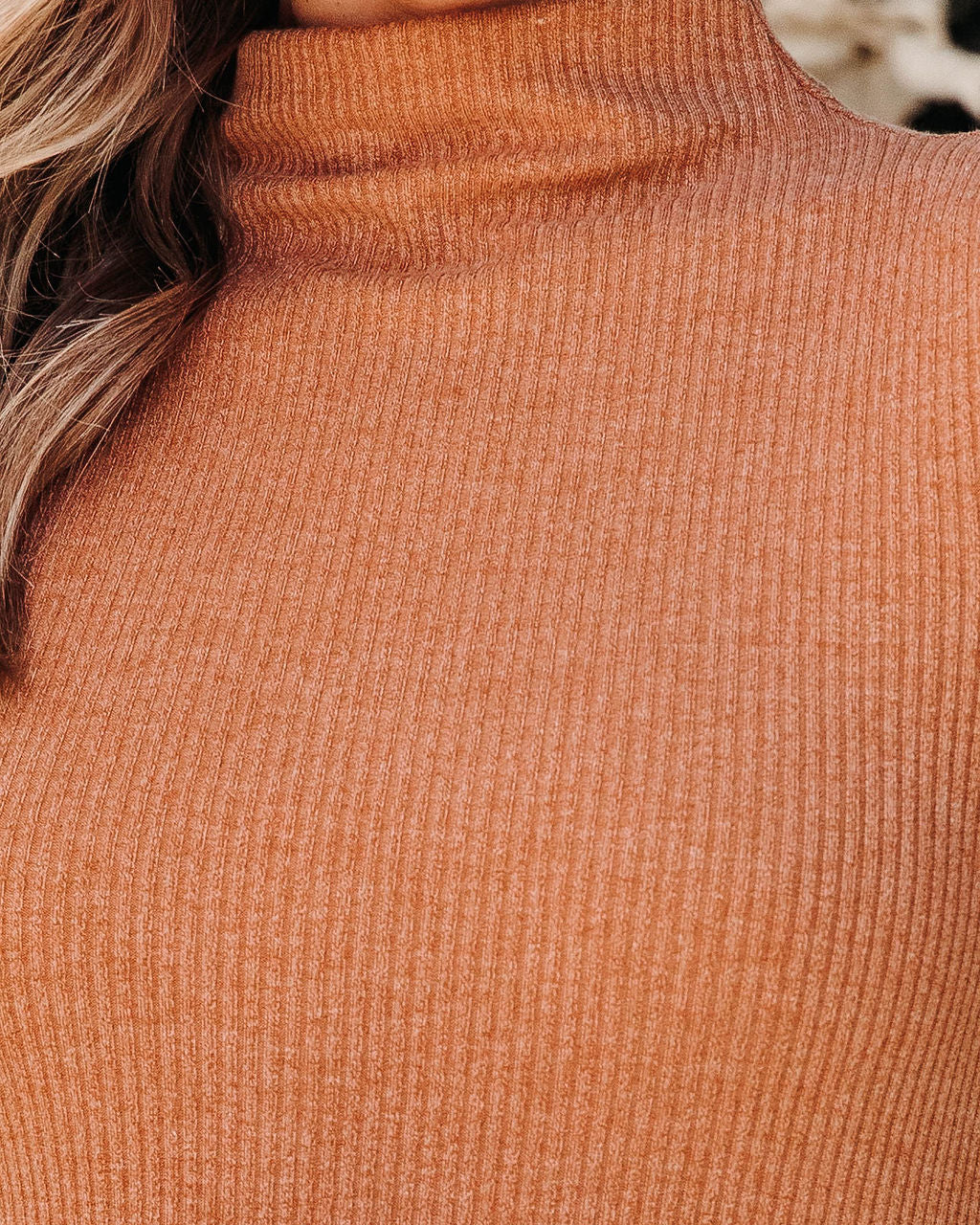 Never Average Mock Neck Ribbed Long Sleeve Top - Camel - Se7enfashion