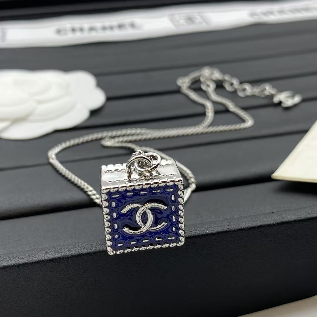 Chanel Denim Cube Pendant Necklace - Original Replica Club