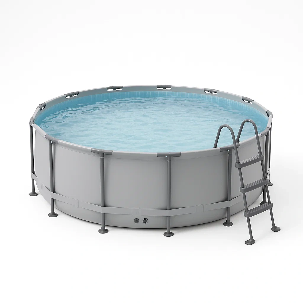 Piscina tubular redonda desmontable 358x98 cm Color gris con filtro y escalera tnJtzhK266VJ