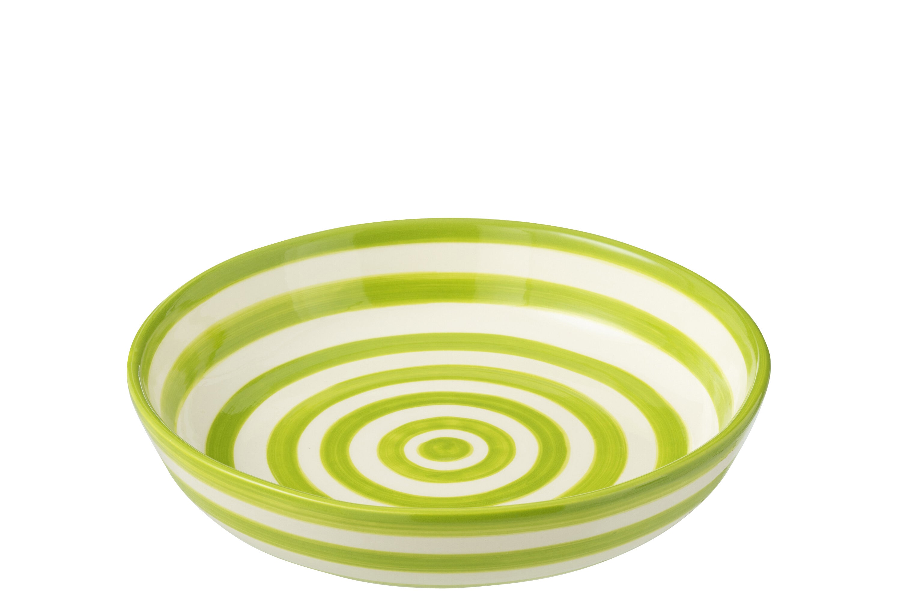 J-Line schaal Granada Stripes Low - keramiek - wit groen - l