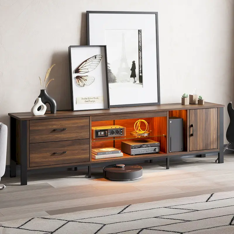 Contemporary 80-Inch TV Stand for 75/80/85 Inch TVs with 2 Drawers