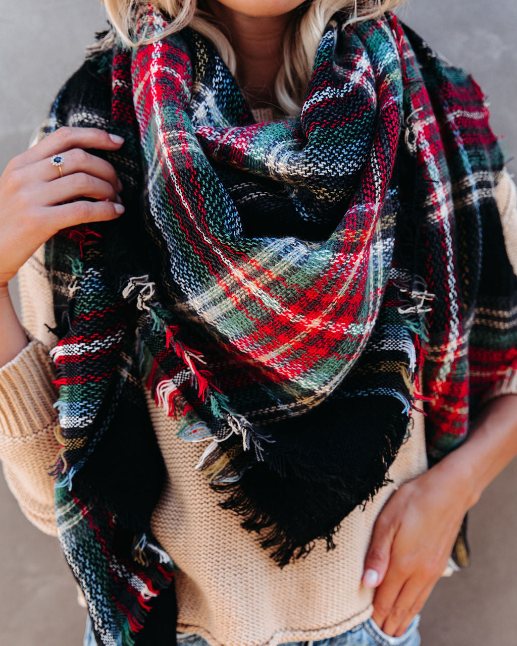 Total Eclipse Plaid Blanket Scarf - Se7enfashion