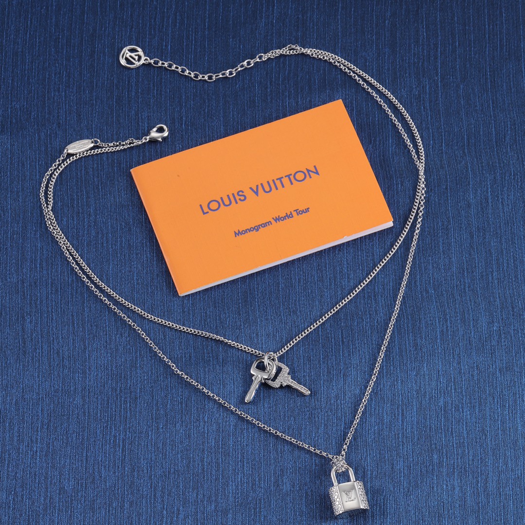 Louis Vuitton 2 Layers Lock and Key Necklace - Original Replica Club