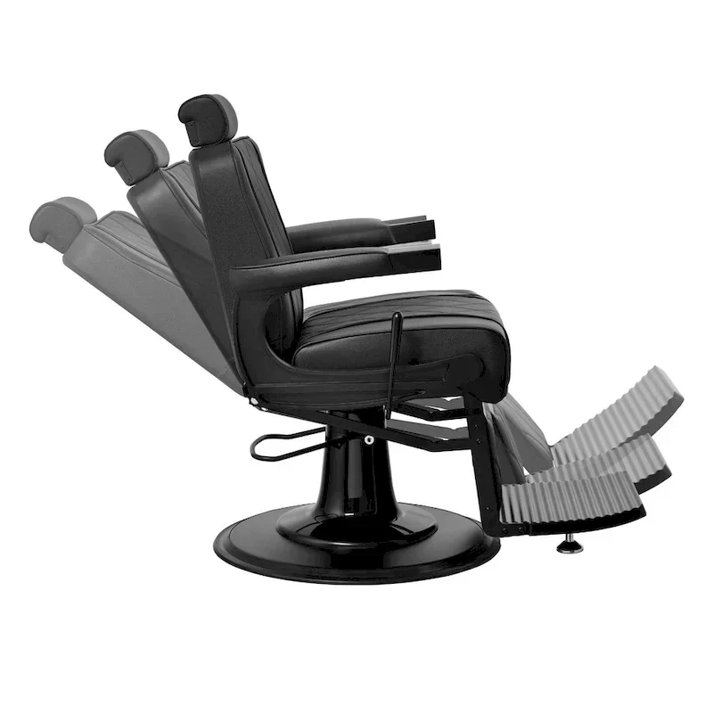 ROGERS Heavy-Duty Reclining Barber Chair for Barbershops - Black