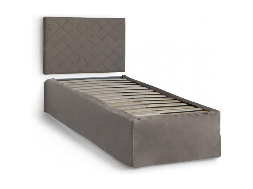 Cama individual Cleofe, juego de cabecero de ecopiel con base ortopédica y faldón, 100% Made in Italy, apto para cama individual, para colchón de 80x190 cm, gris tórtola