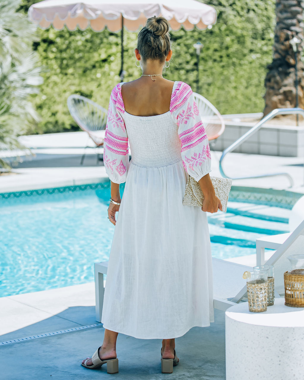 Cordelia Linen Blend Embroidered Midi Dress - Ivory - FINAL SALE - Se7enfashion
