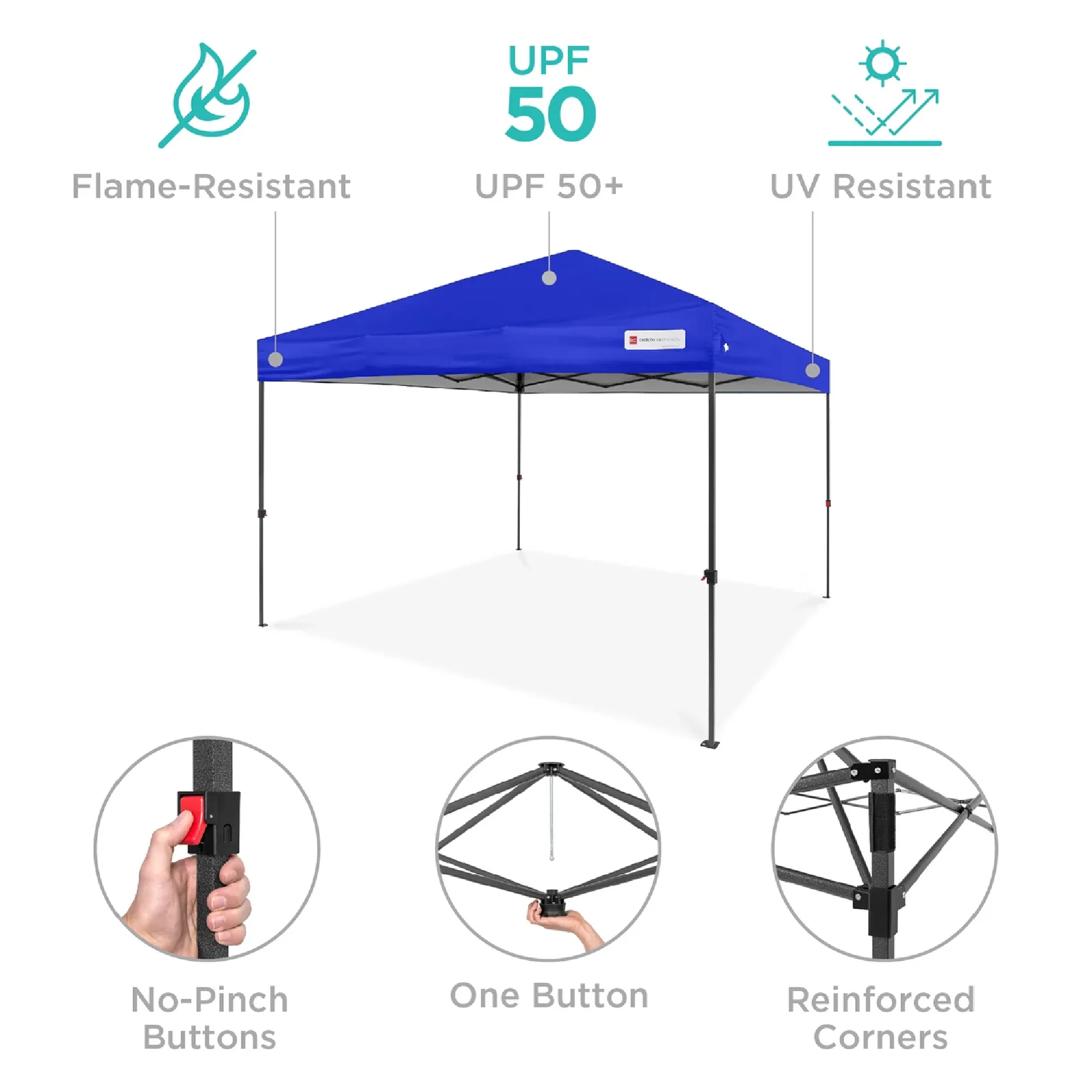Best Choice Products 10x10ft Easy Setup Pop Up Canopy w/ 1-Button Setup, Wheeled Case, 4 Weight Bags - White - Image 212