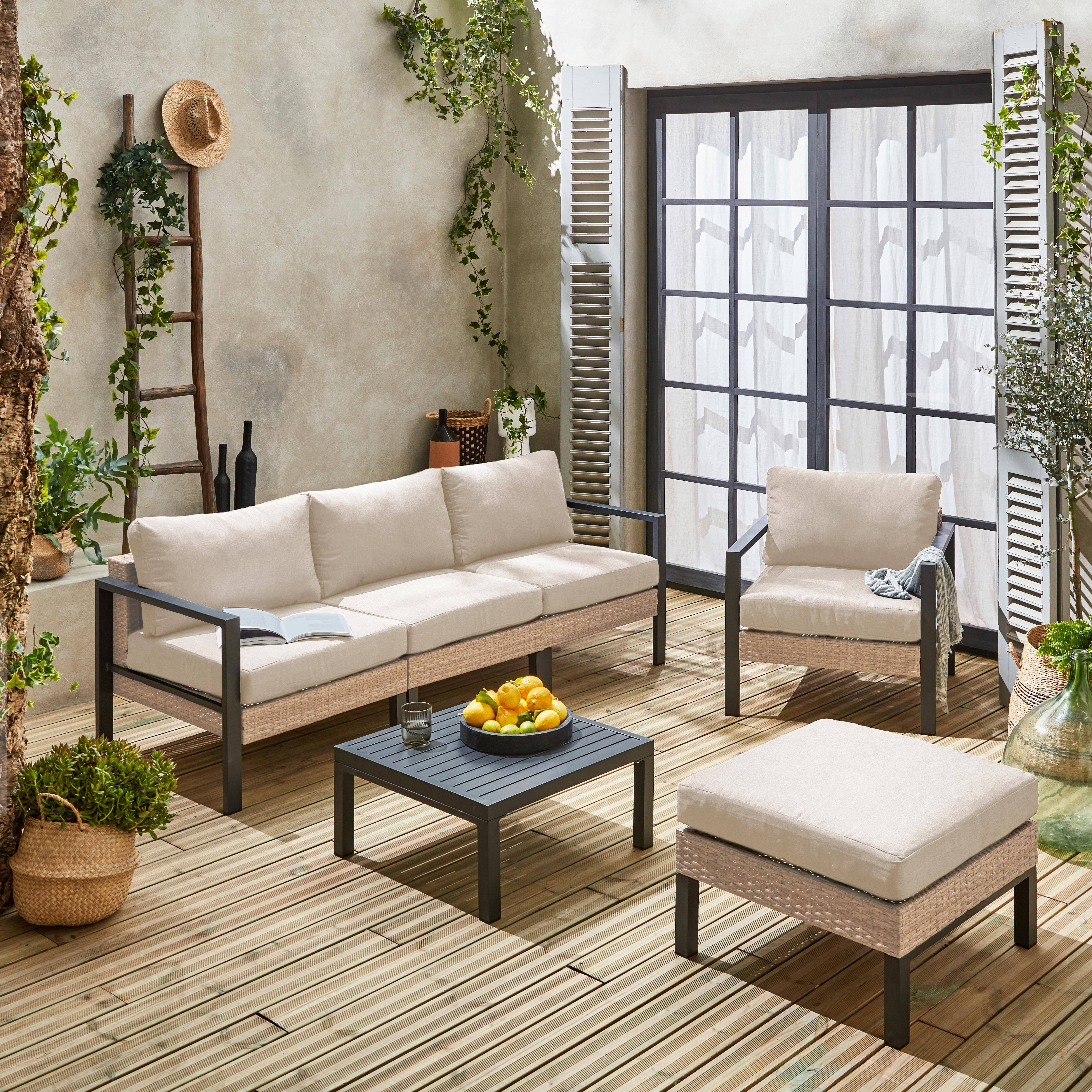 Velletri - Conjunto de jardín en aluminio y resina, 5 plazas