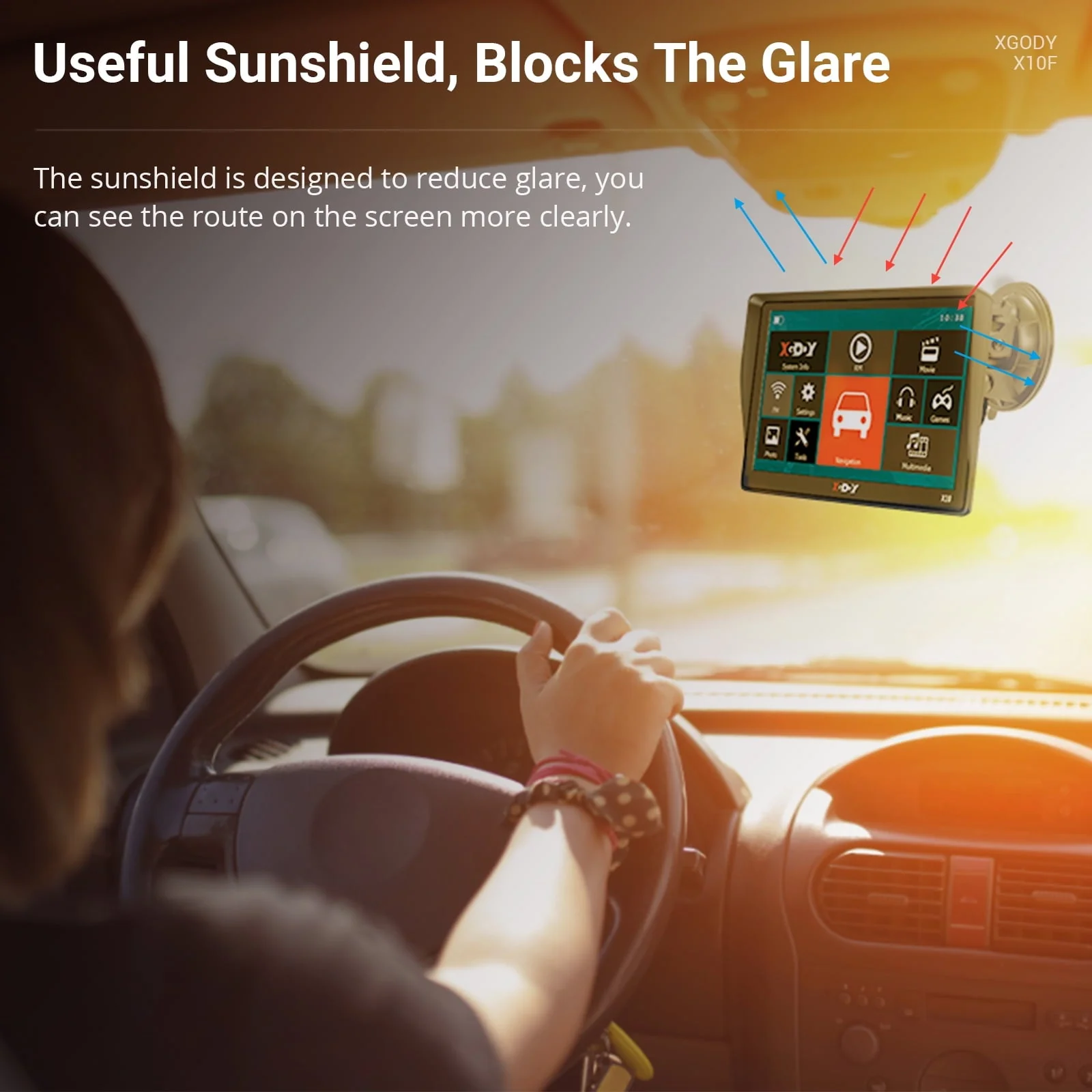 XGODY Car GPS Navigation 9 inch Truck GPS Navigator for Car Sat Nav with Real Voice Spoken Alarm, Lifetime Free Map Update, 8GB 256M - Image 3