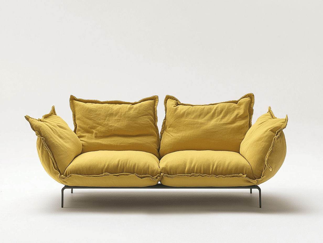 Sofá 3 plazas amarillo 200×90×85 cm de lino poliéster