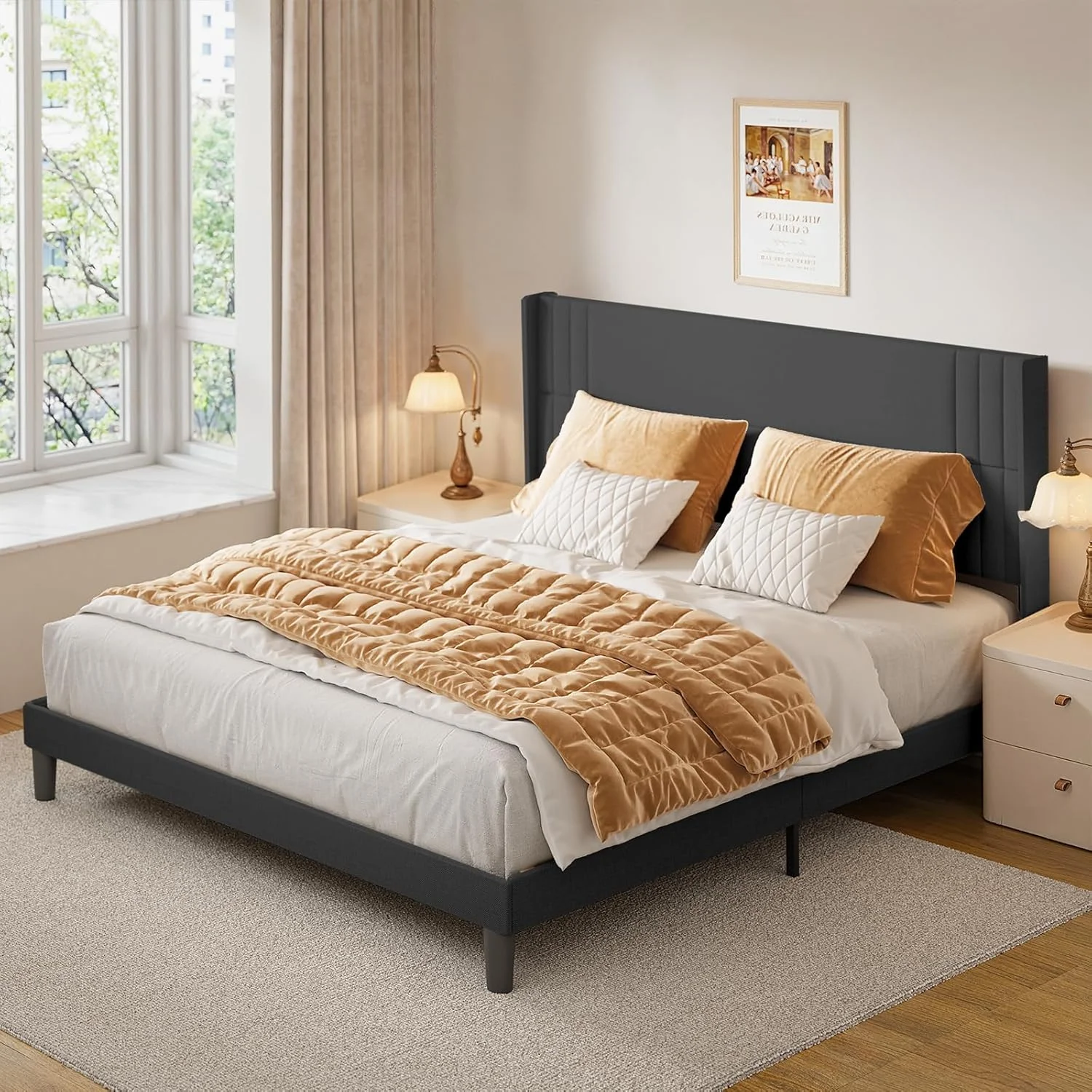 Lofka King Bedroom Furniture Set - Includes One King Bed Frame, Two Nightstands and 2 Dressers for Modern Home Decor - Image 5
