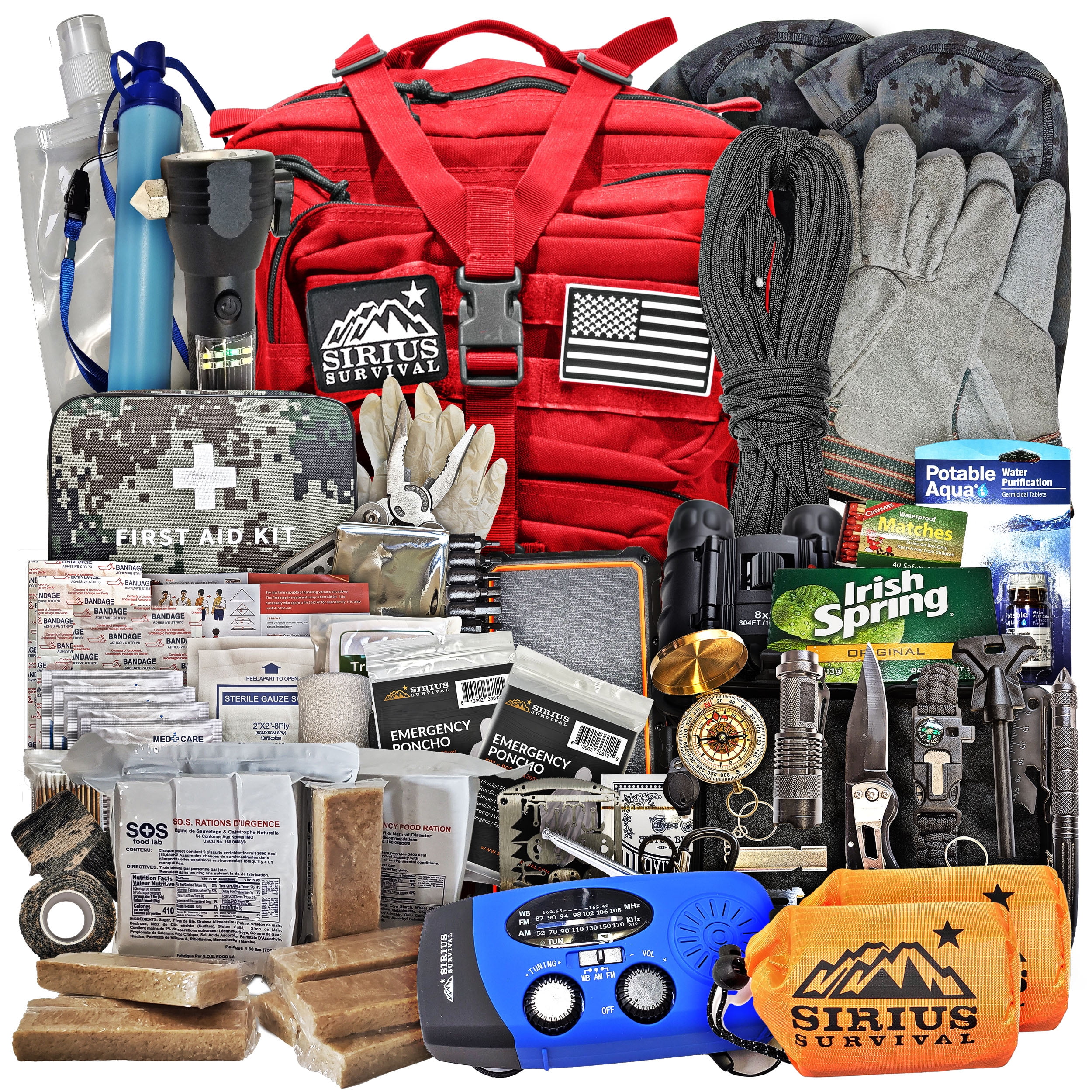 Pre-Packed Emergency Survival Kit/Bug Out Bag for 2 - Over 175 Total Pieces of Disaster Preparedness Supplies for Hurricanes, Floods, Earth Quakes & Other Disasters, Black - Image 21