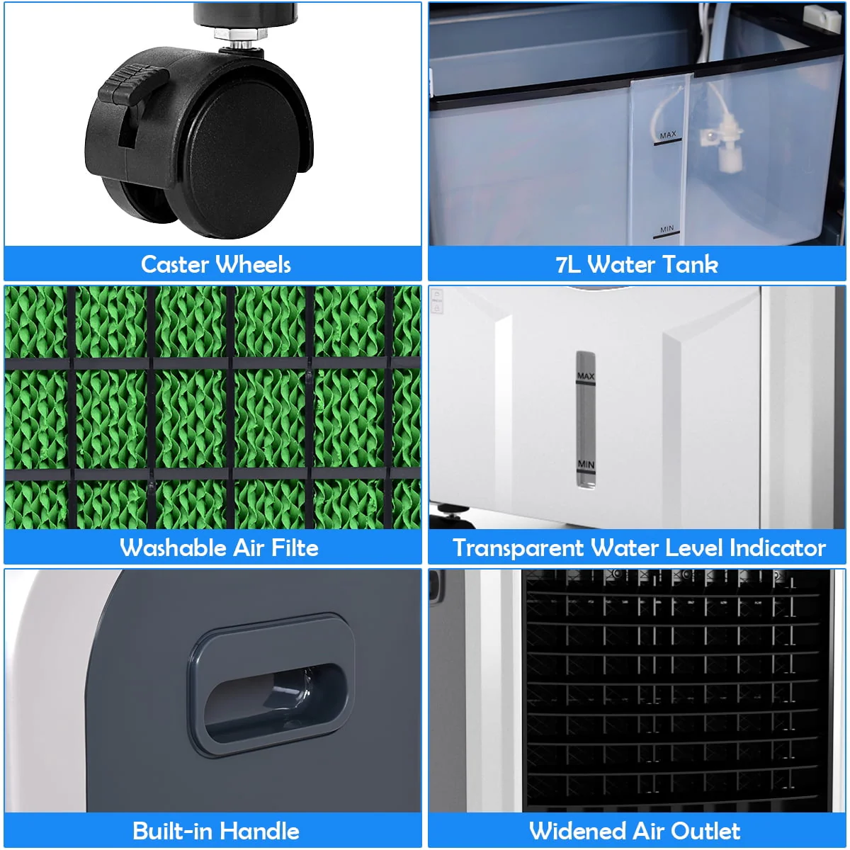 Costway Portable Air Cooler Fan & Heater Humidifier with Washable Filter Remote Control - Image 9