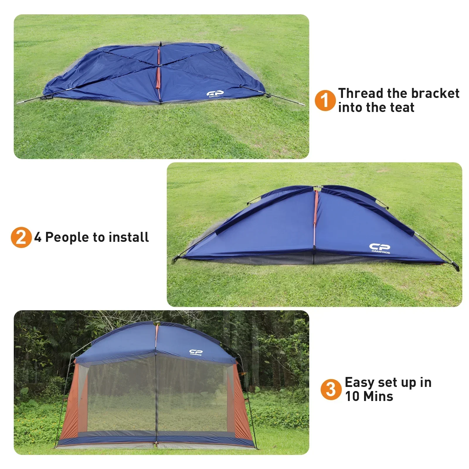 CAMPROS Screen House Canopy Tent, Blue, 12' x 10', 90in Center Height - Image 4 CAMPROS Screen House Canopy Tent, Blue, 12' x 10', 90in Center Height - Image 4
