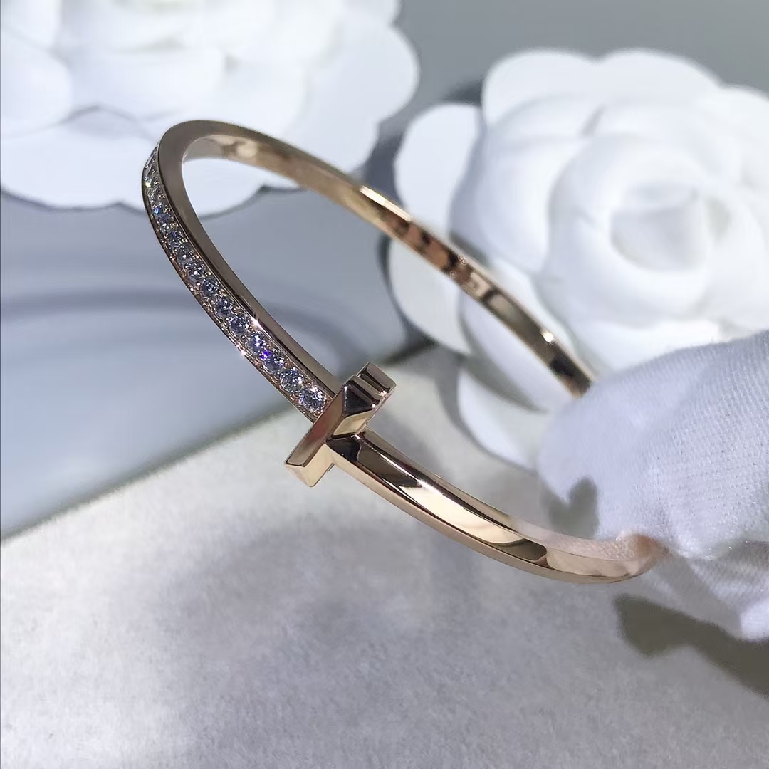 Tiffany T1 Narrow Diamond Hinged Bangle Bracelet - Original Replica Club