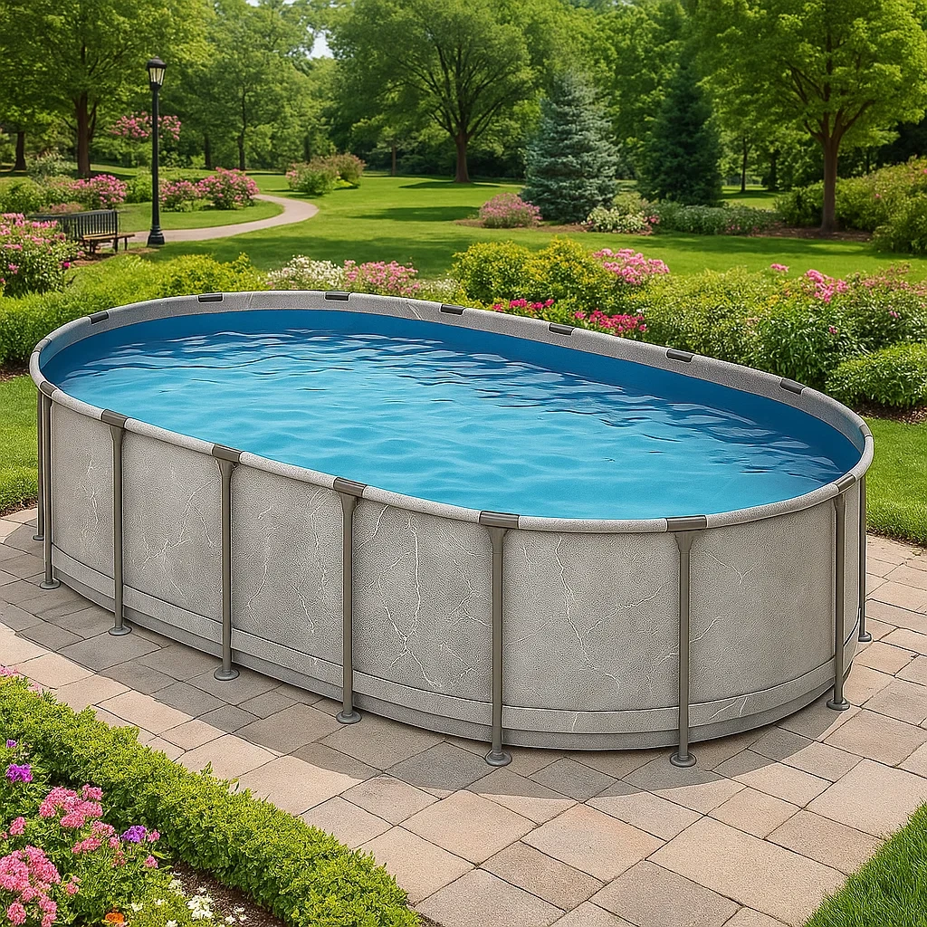 Piscina tubular ovalada 418x243x98 cm Gris UwOLRSp127um