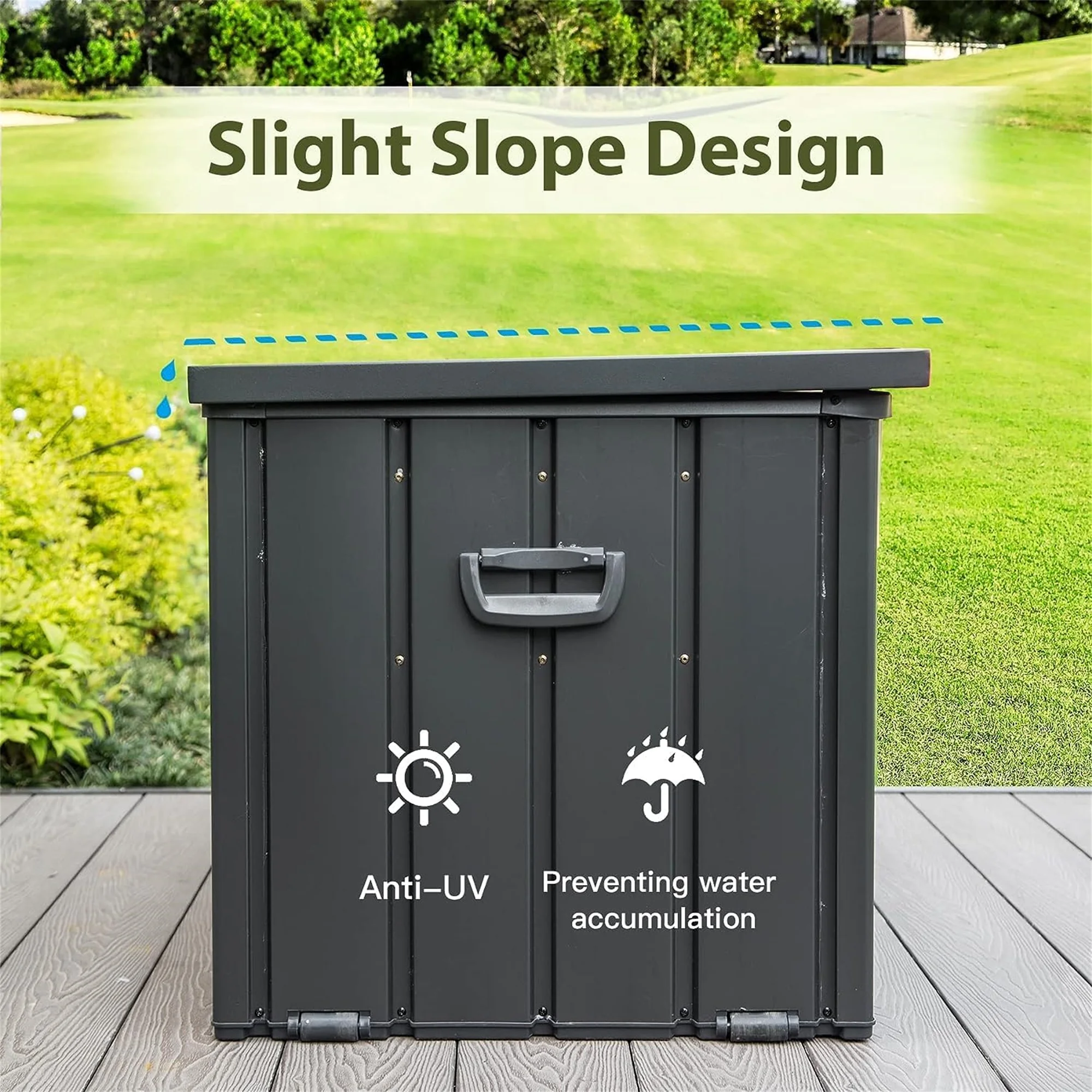 100 Gallon Outdoor Storage Deck Box Waterproof, Large Patio Poolside Storage Bin for Outside Cushions, Throw Pillows, Garden Tools (Dark Gray) - Image 4
