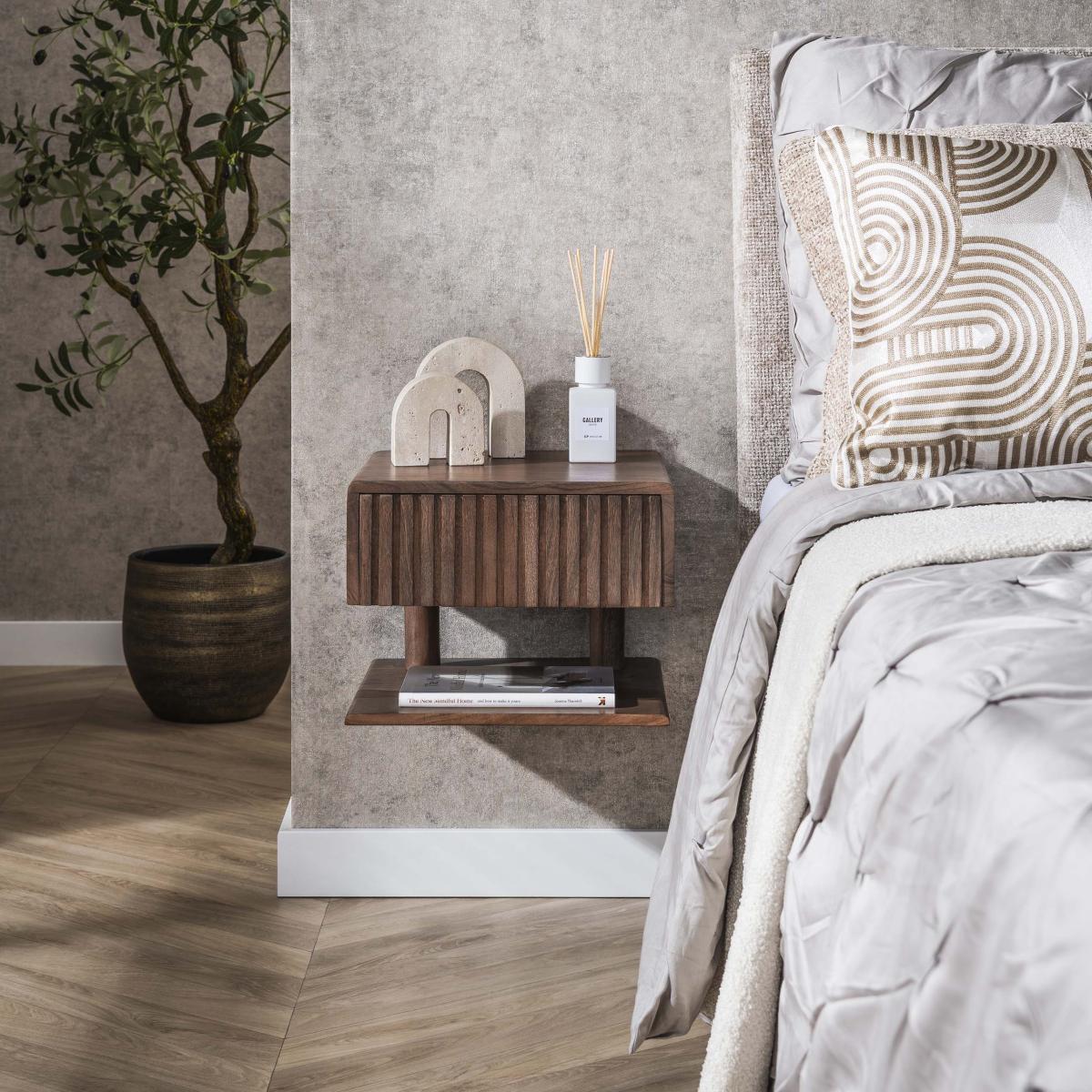 Fraaai - Marino zwevend nachtkastje - 1 lade en legplank- acaciahout