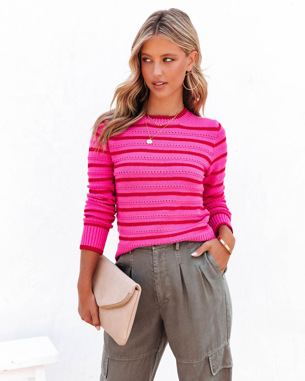 Darling One Knit Striped Sweater - Se7enfashion
