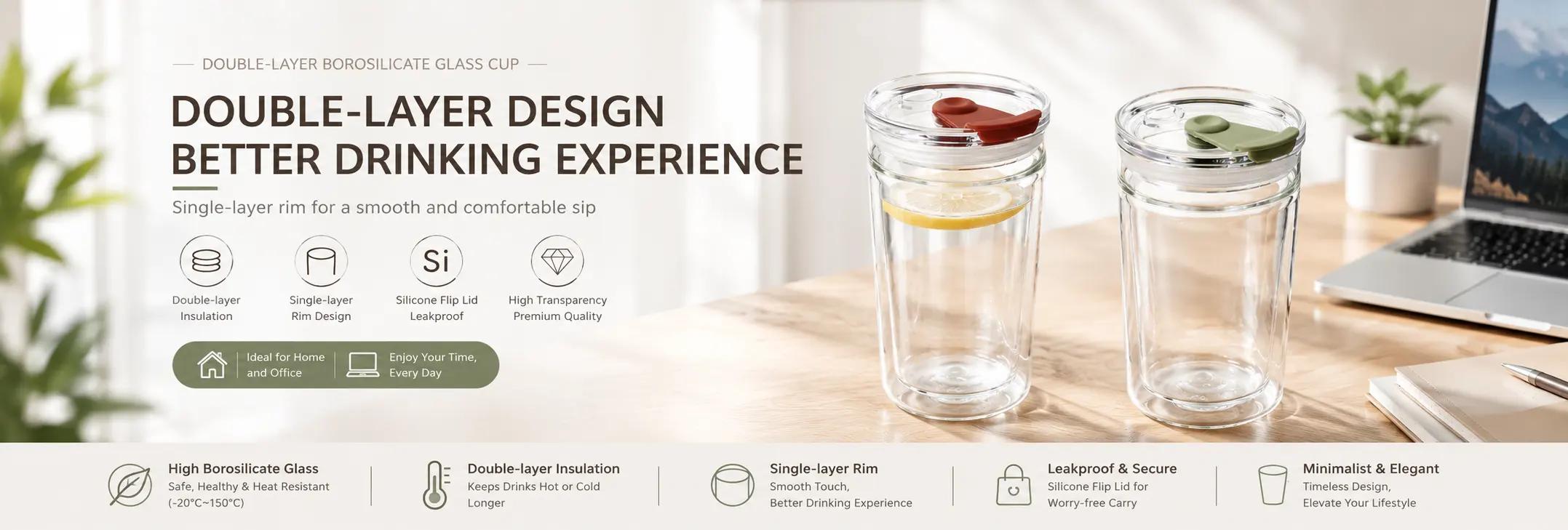 330ml Double-Wall Borosilicate Glass Coffee Cup