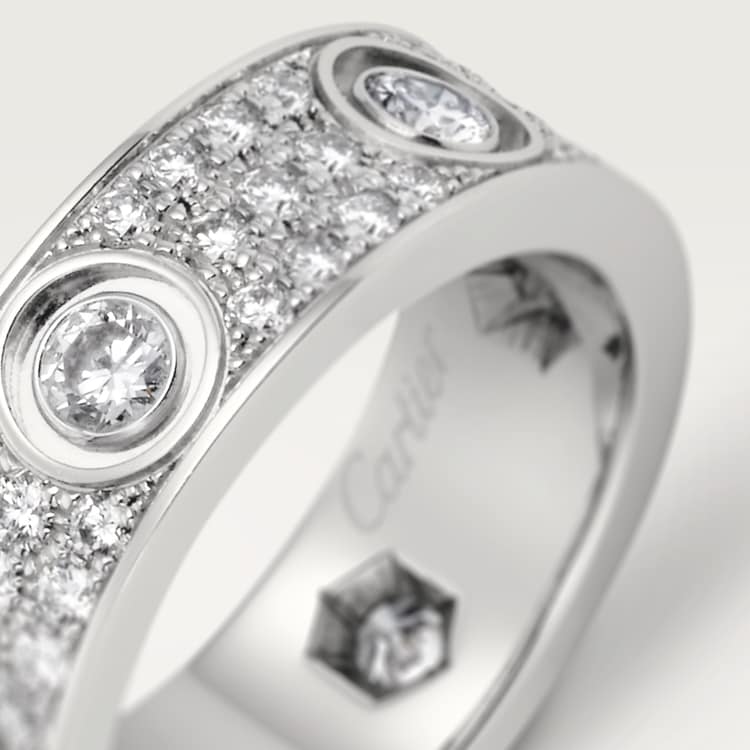 Replicate LOVE ring, classic model, paved, 6 diamonds(1:1 replica) - Original Replica Club