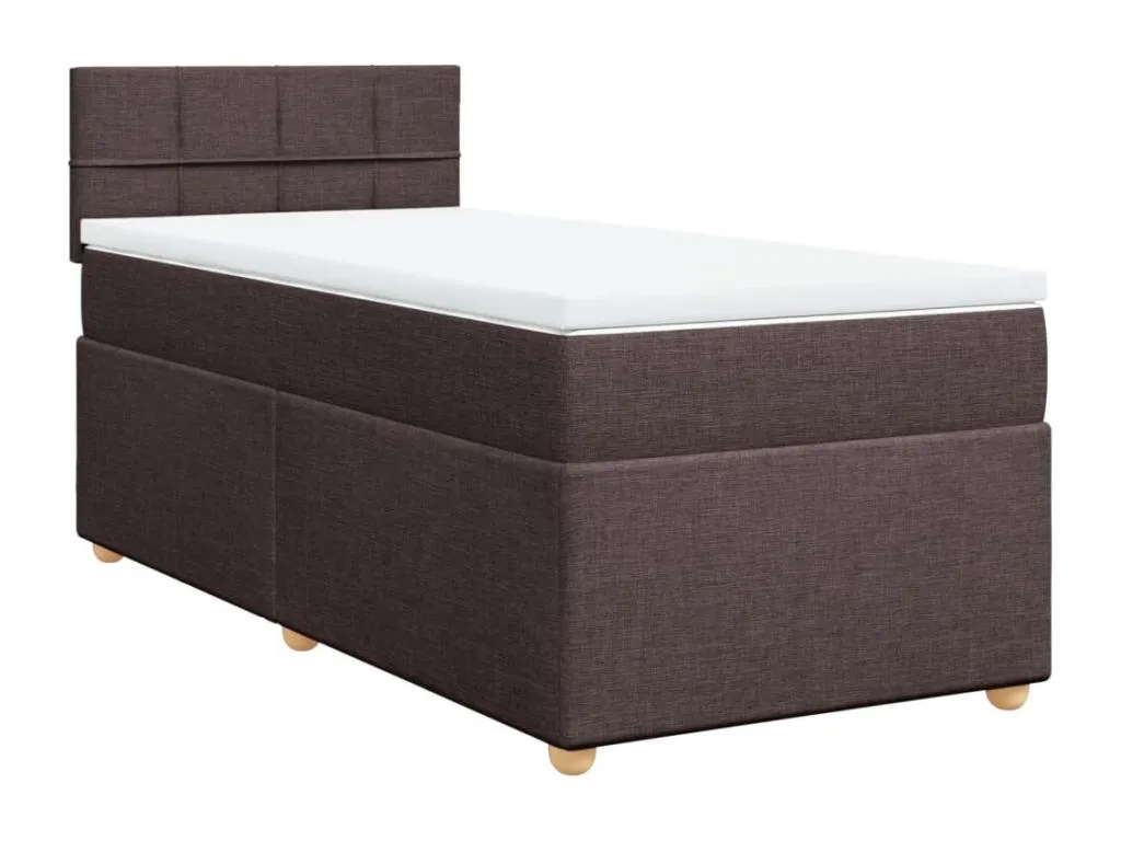 Cama box spring con colchón tela marrón oscuro 90x200 cm ioc3518751