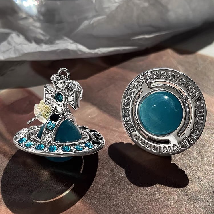 Vivienne Westwood Lake Blue Saturn Earrings - Original Replica Club
