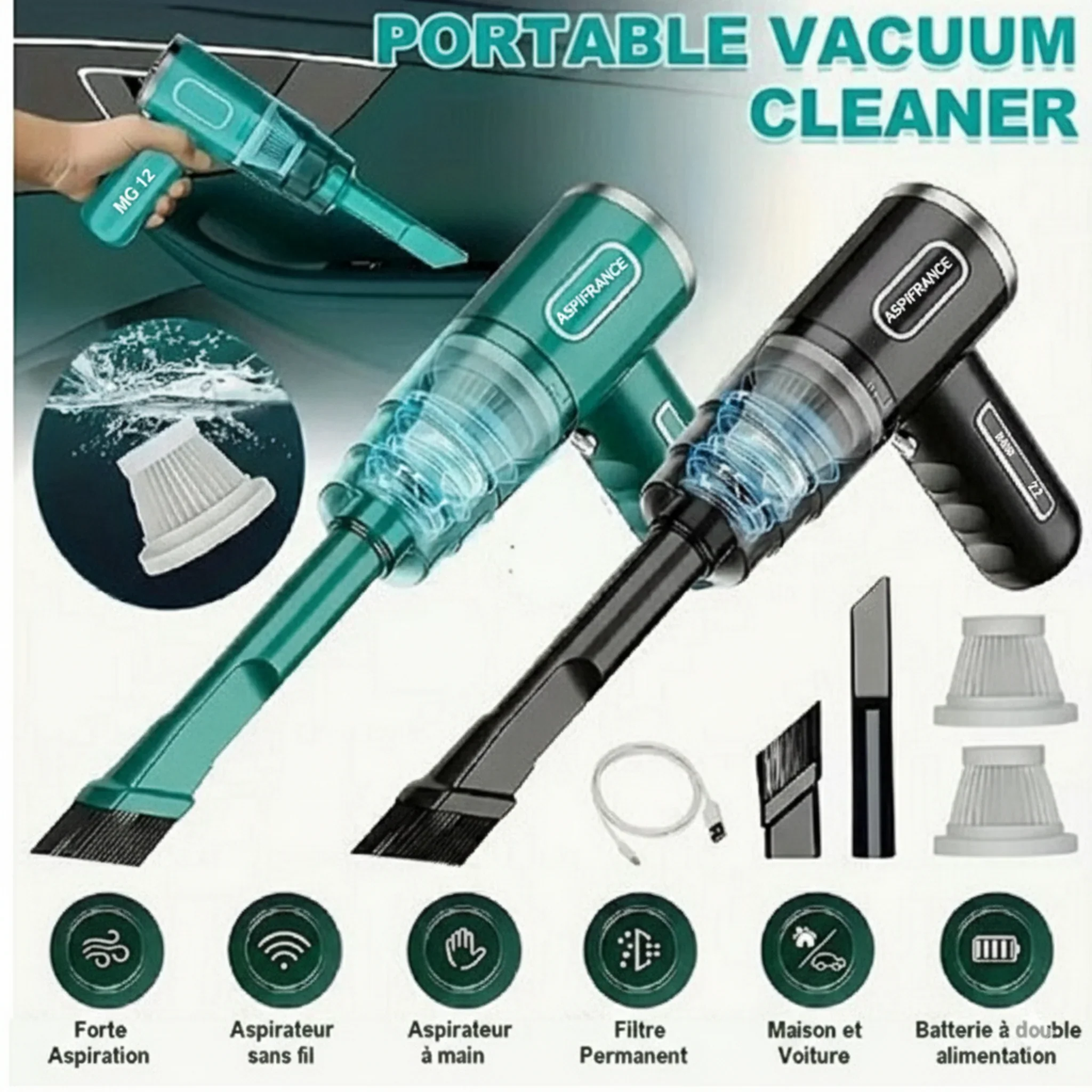 Aspirateur Voiture MG-12 - 3800Pa Hurricane - Sans Fil - Maison & Auto