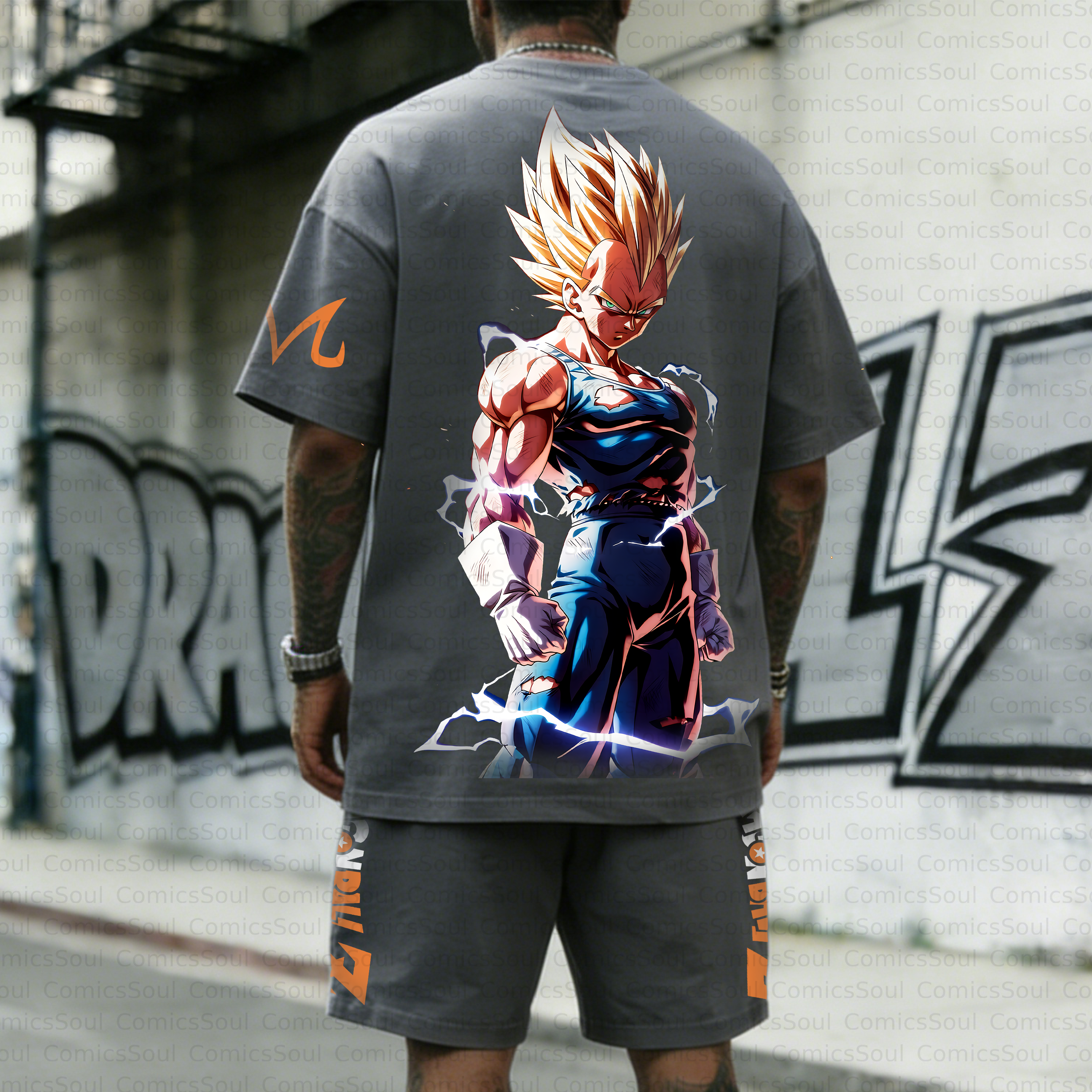 Unisex Anime Inspired Vintage T-shirt& Shorts 2 Pieces Set