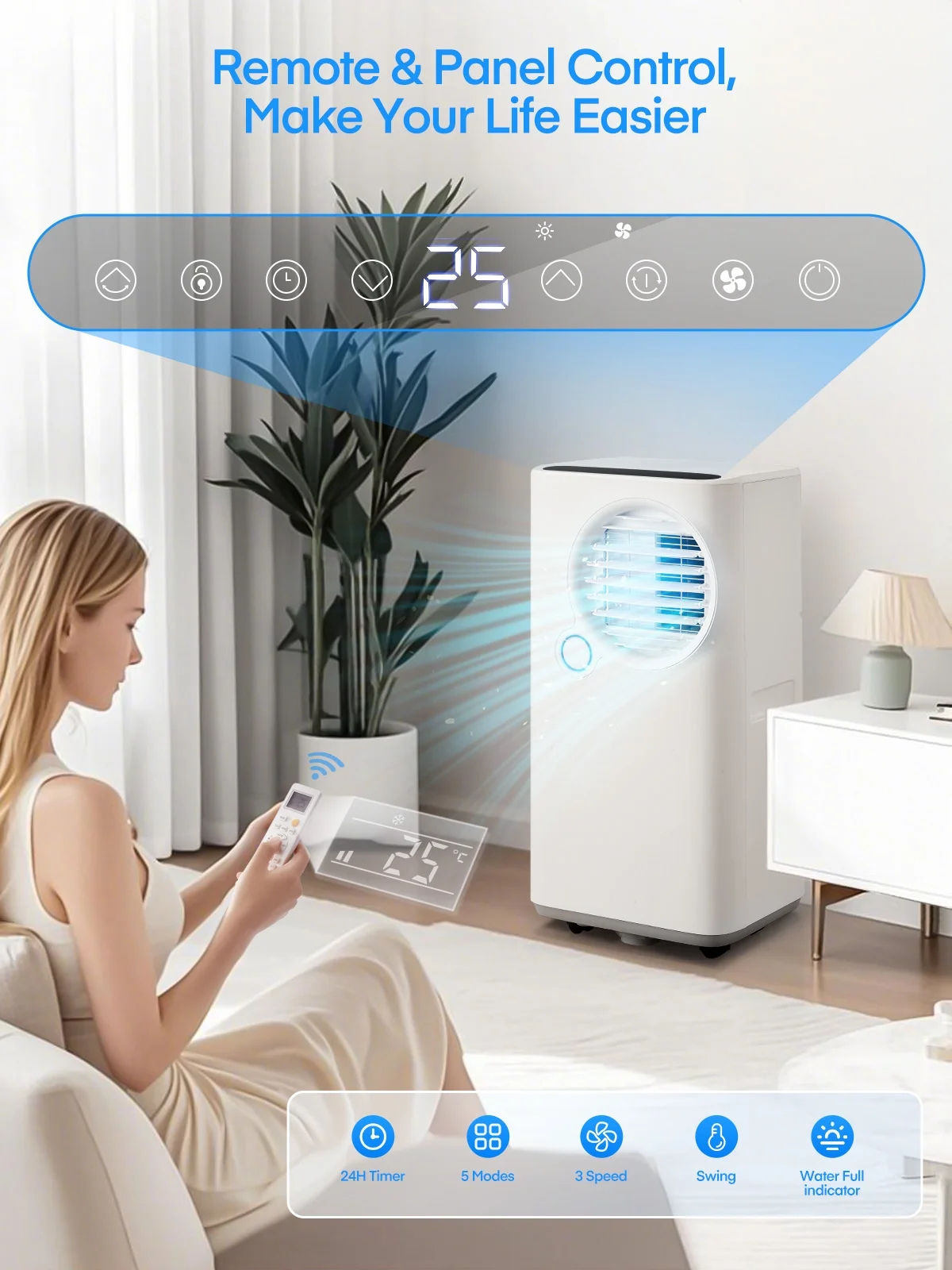 FOHERE 12000 BTU Portable Air Conditioner for Room Cooling and Heating, Covers up to 550 Sq. Ft, 4 IN 1 All Season AC Portable Air Conditioner with Remote Control and Window Kit, White - Image 18