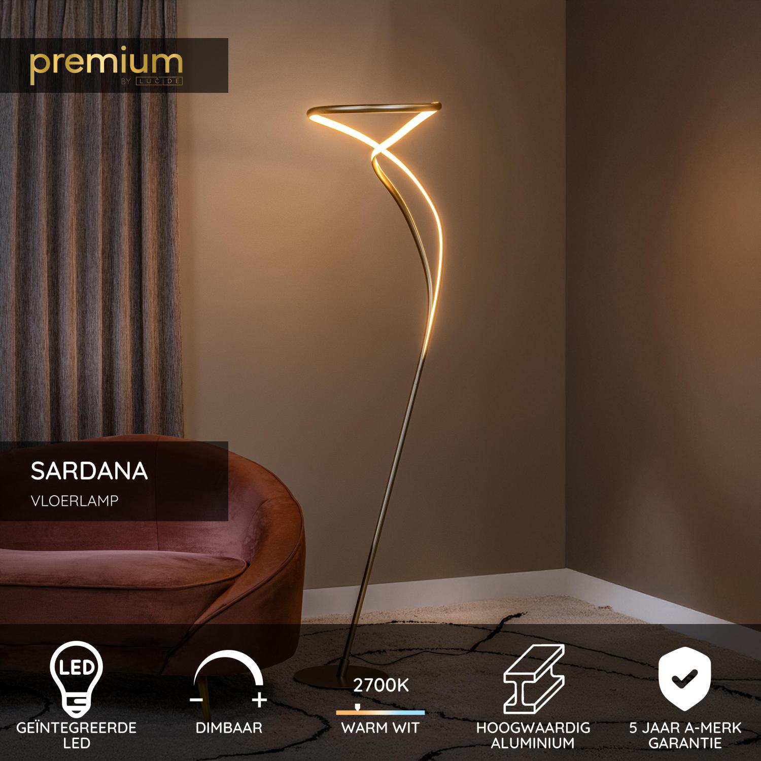 Lucide Premium SARDANA Vloerlamp - Mat Goud   Messing