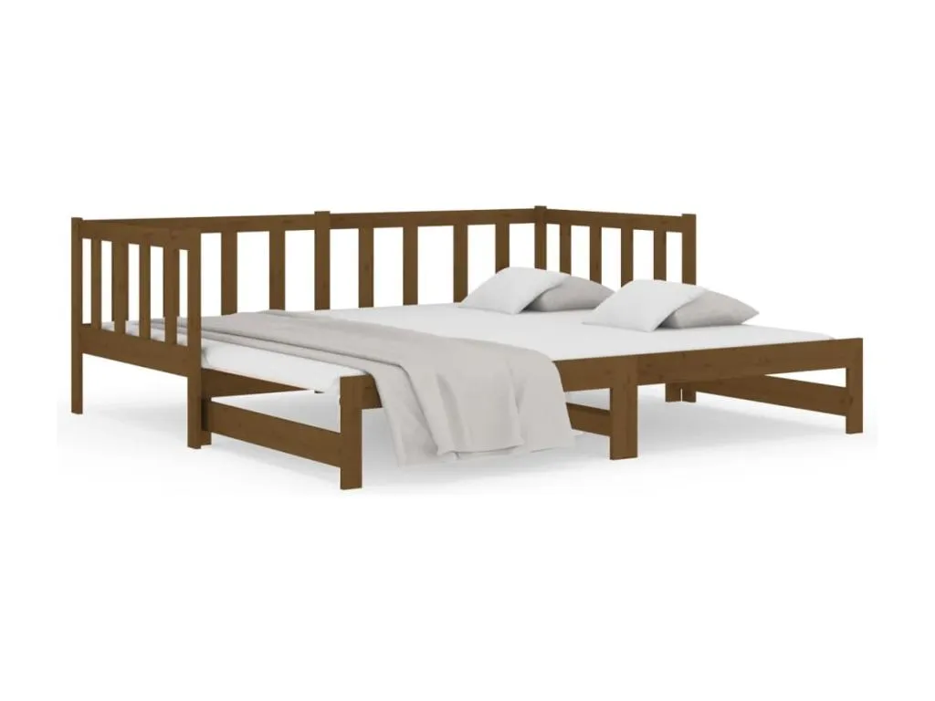 Sofá cama extraíble Hogarmini maciza Hogarmini marrón miel 2x(90x190)cm 37020htdj